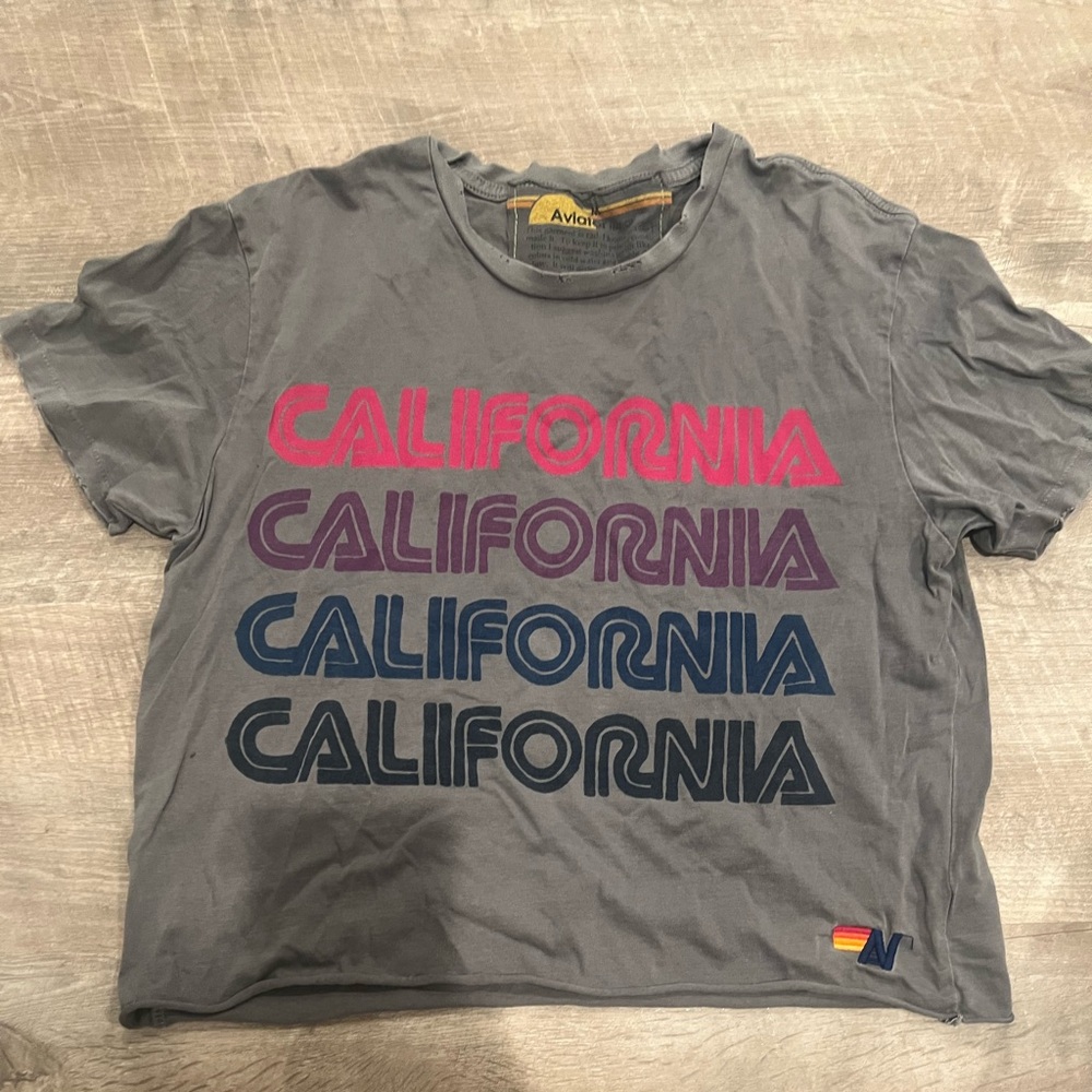 Aviator Nation distressed grey California trendy logo tee in size Medium.